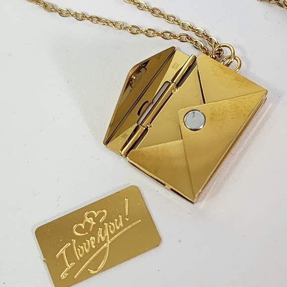 Gold Letter Envelope Love Note Necklace - Picture 6 of 7